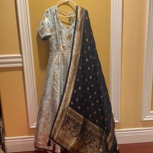 Light blue and dark blue anarkali